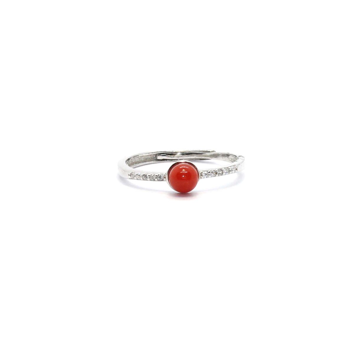 simple ring in silver and coral