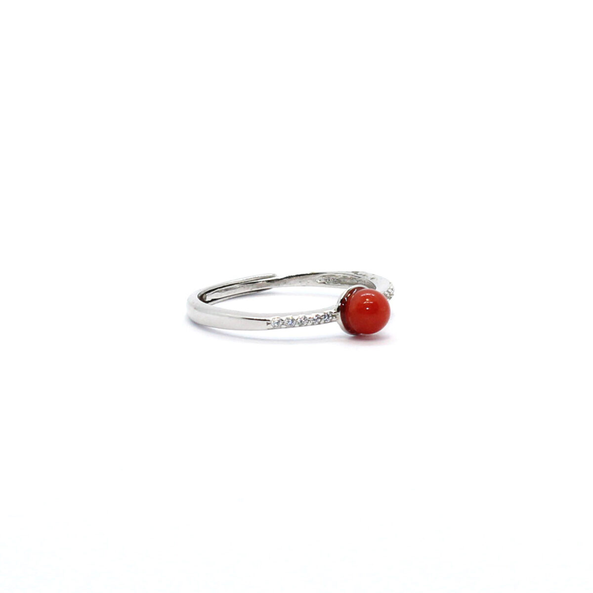 simple ring in silver and coral