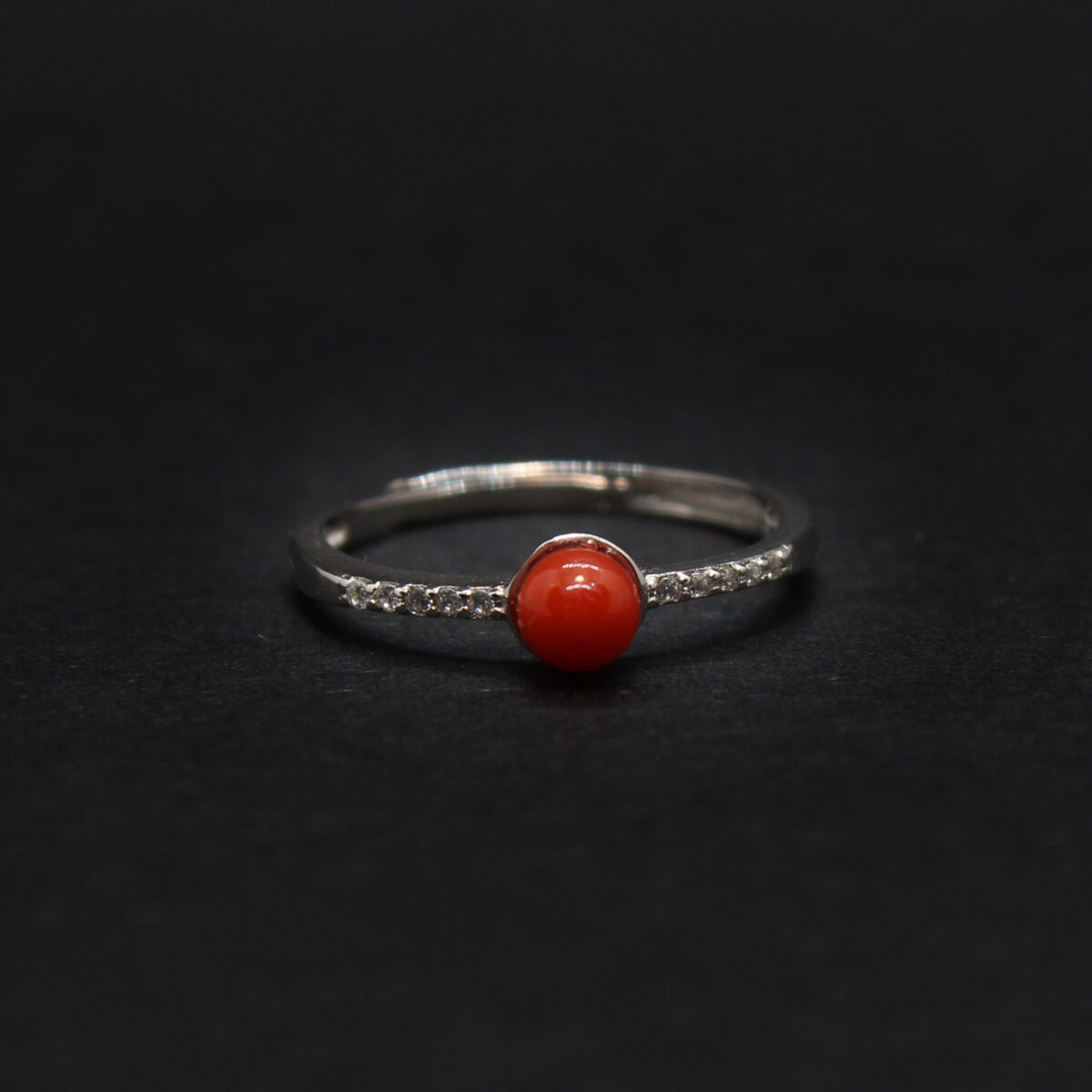 simple ring in silver and coral