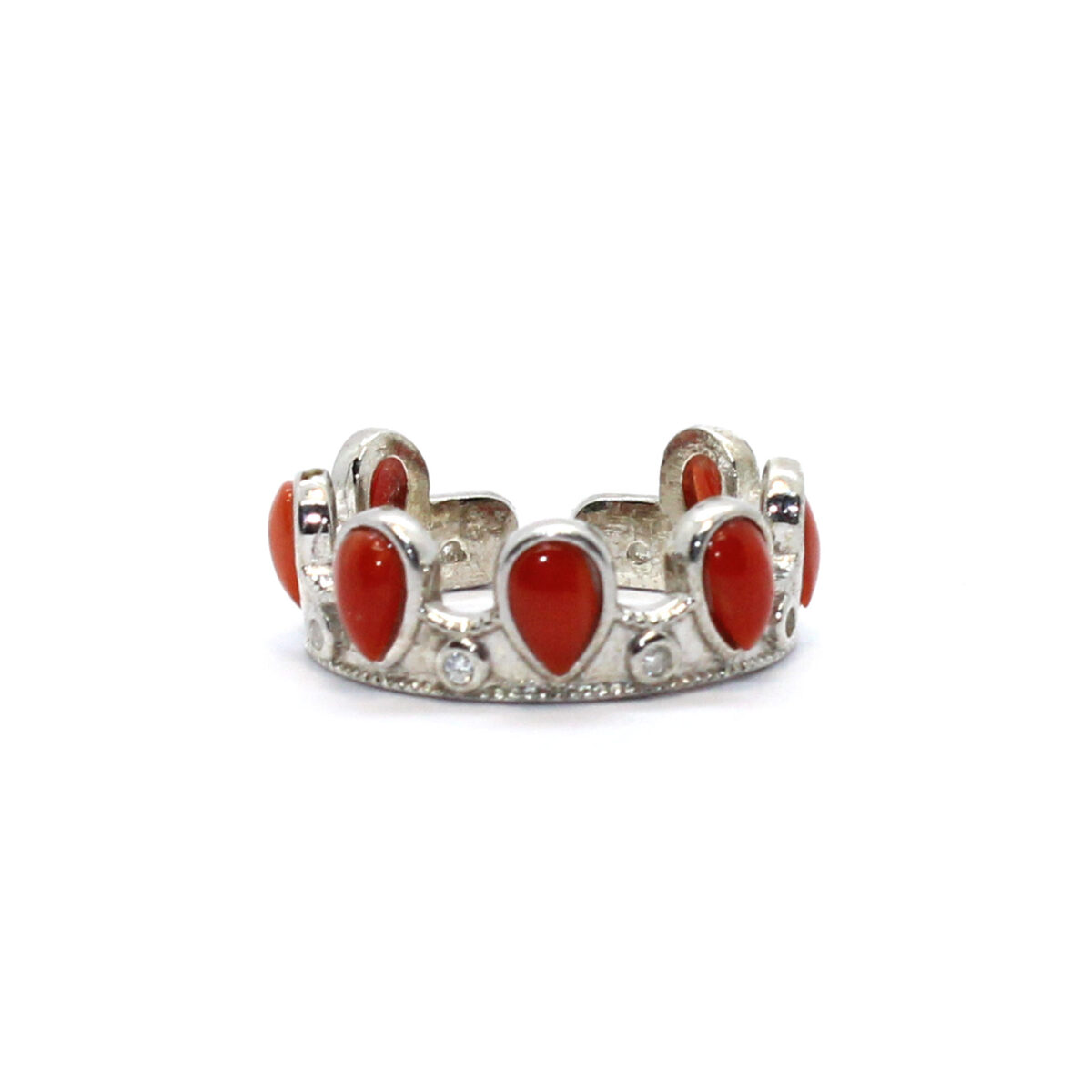 simple ring in silver and coral