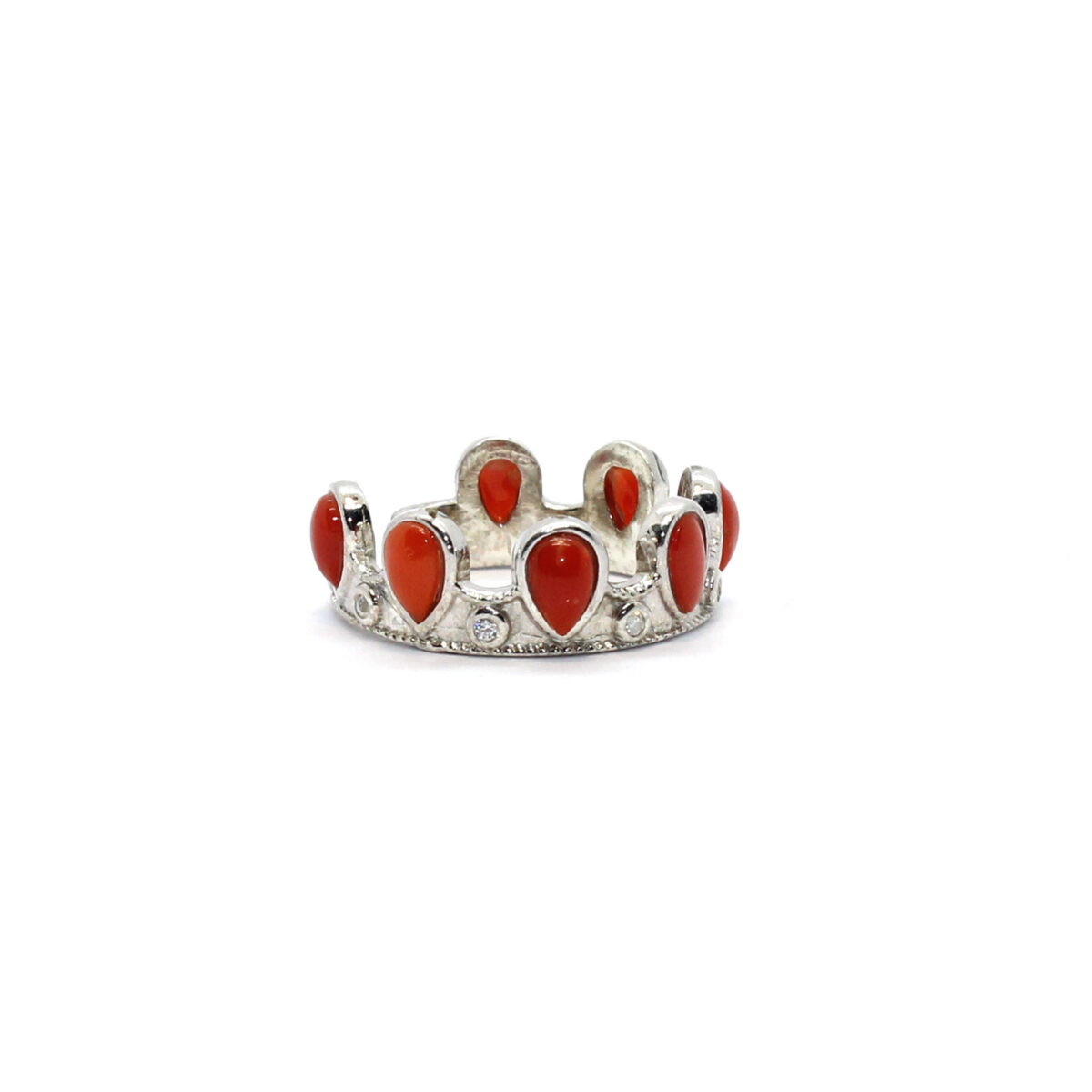 simple ring in silver and coral