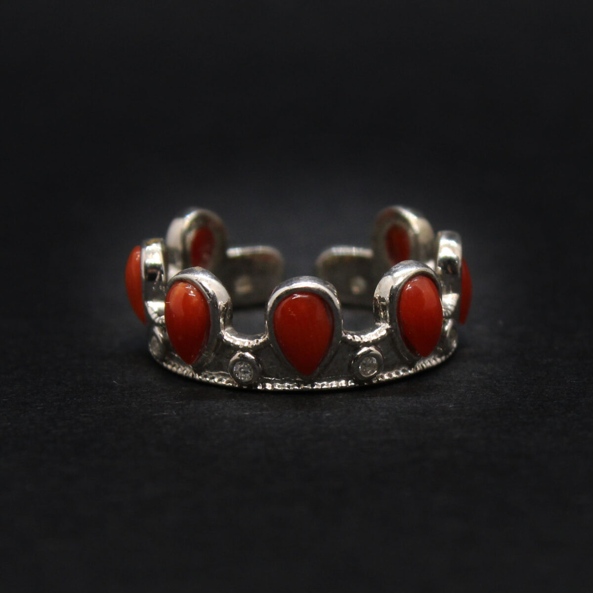 simple ring in silver and coral