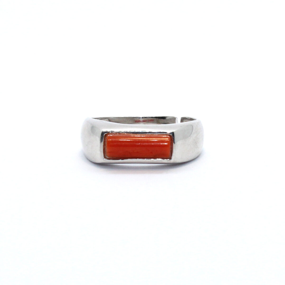 simple ring in silver and coral