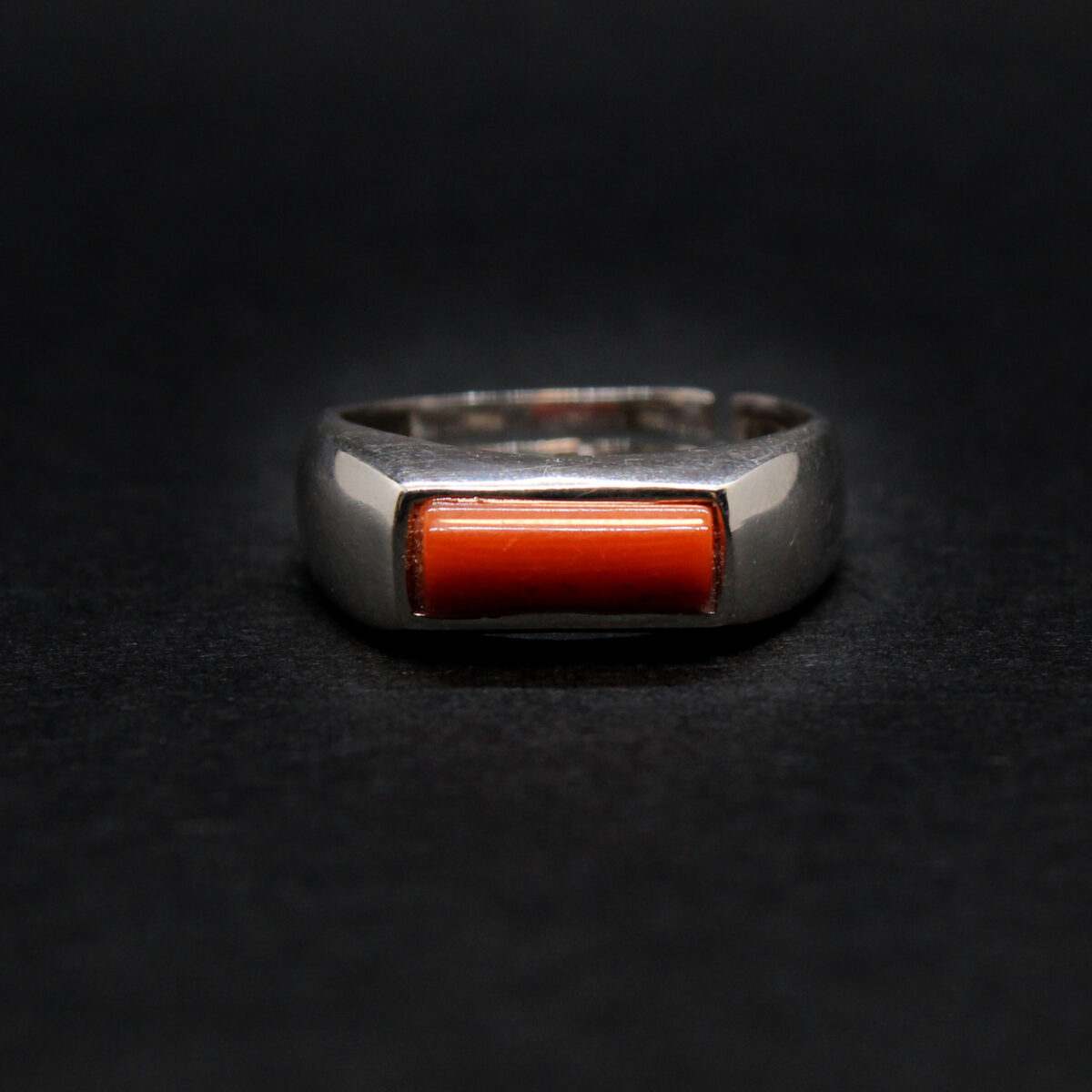 simple ring in silver and coral