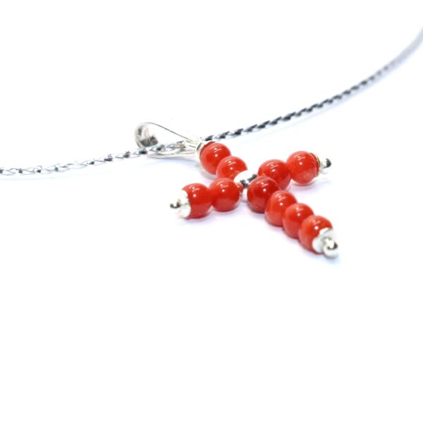 necklace coral and silver
