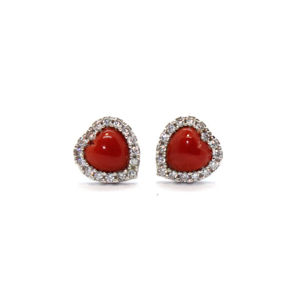 cuore earrings in silver and coral