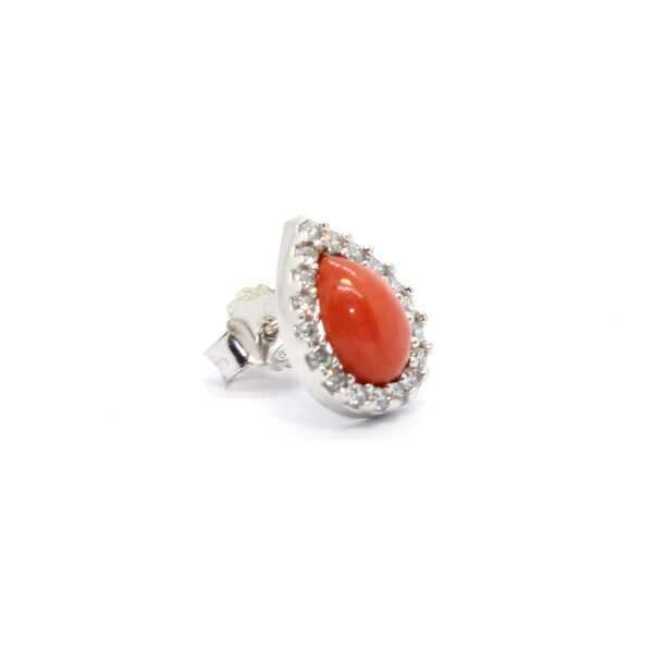 nature earrings in silver and coral