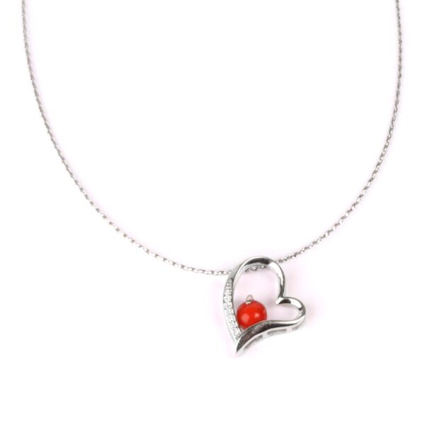 collana cuore in argento e corallo